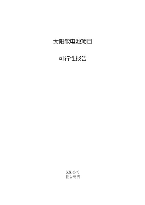 太阳能电池项目可行性报告