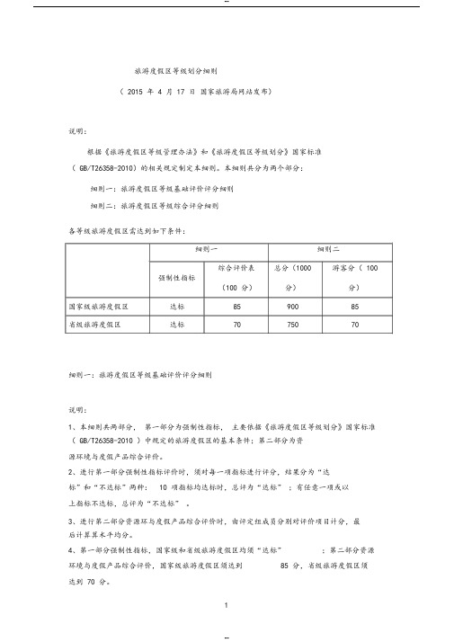 旅游度假区等级划分细则