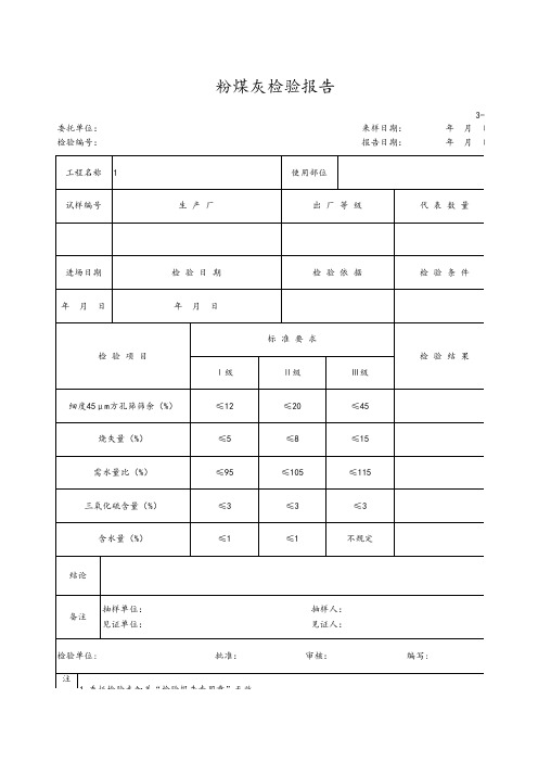 粉煤灰检验报告