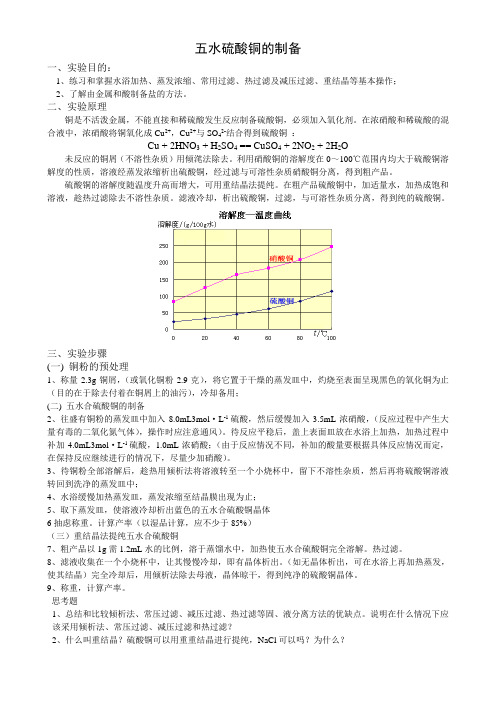 五水硫酸铜的制备