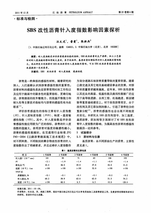 SBS改性沥青针入度指数影响因素探析