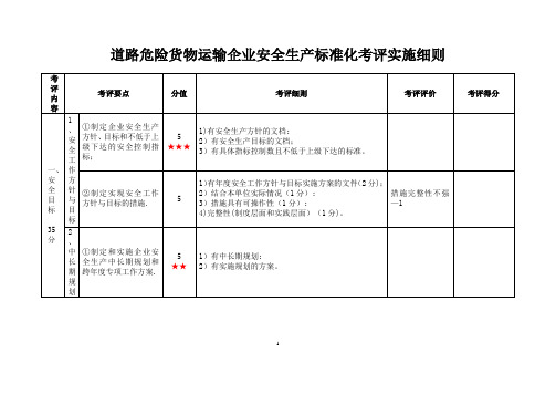 道路危险货物运输企业安全生产标准化考评实施细则