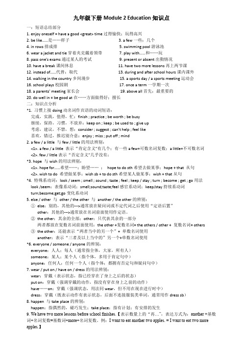 2014秋外研版九年级英语下册Module 2 Education知识点总结