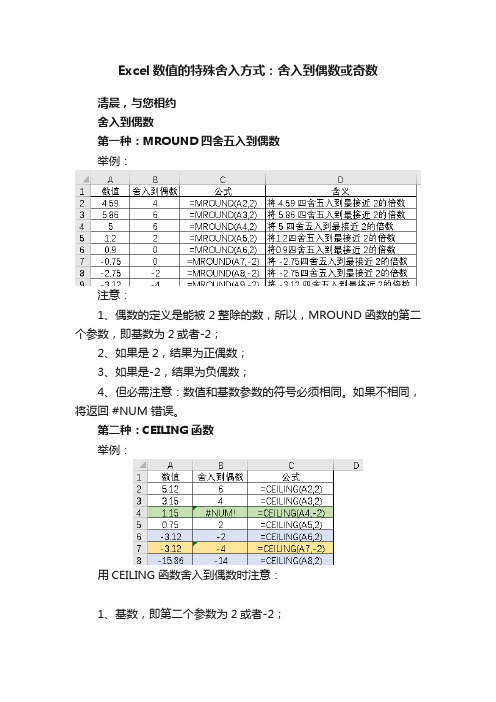 Excel数值的特殊舍入方式：舍入到偶数或奇数