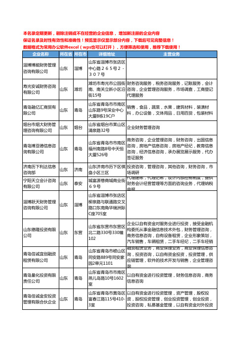 新版山东省财务管理咨询工商企业公司商家名录名单联系方式大全659家