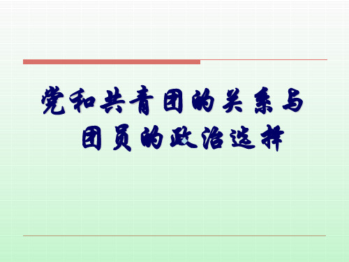 党和共青团的关系及团员的政治选择