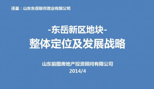 2014淄博市东岳新区地块整体定位及发展策略