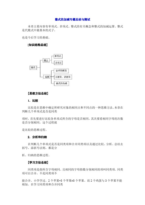 整式的加减专题总结与测试