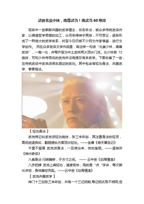 武侠北崇少林，南尊武当！南武当60绝技