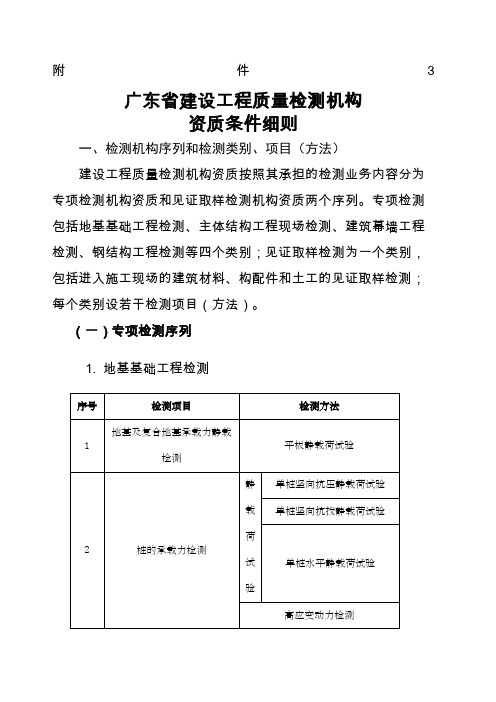 广东省建设工程质量检测机构资质条件细则