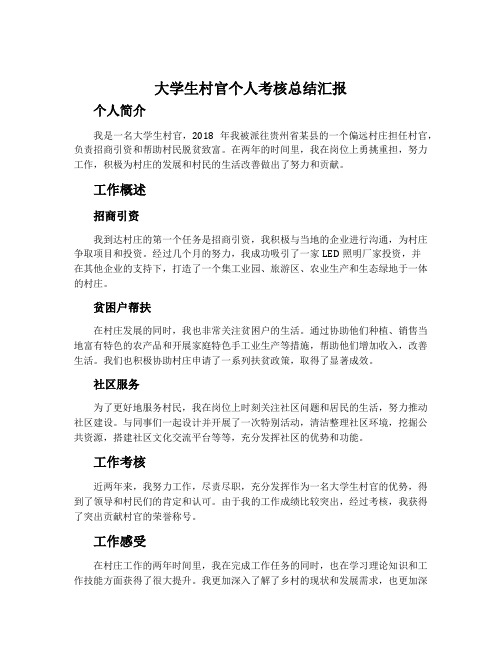 大学生村官个人考核总结汇报