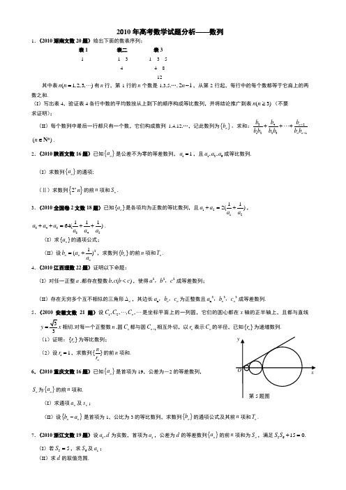 2010年高考数学数列