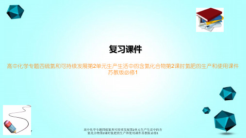 高中化学专题四硫氮和可持续发展第2单元生产生活中的含氮化合物第2课时氮肥的生产和使用课件苏教版必修