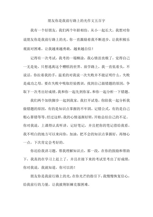 朋友你是我前行路上的光作文五百字