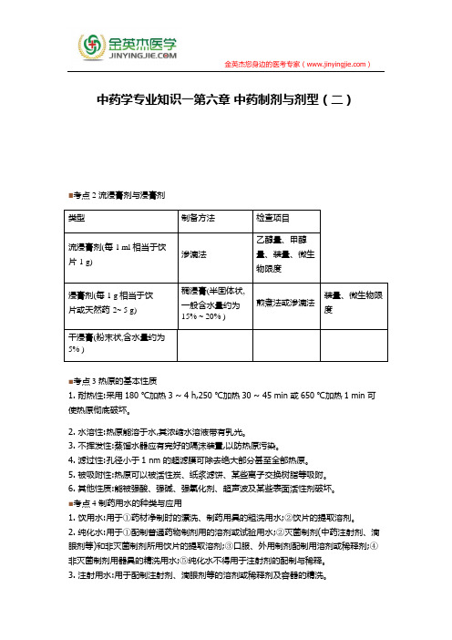 中药学专业知识一第六章 中药制剂与剂型(二)