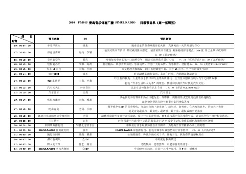 FM91.5音体节目单