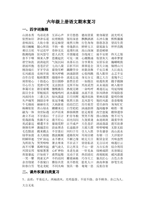 六年级上册语文期末复习(四字词语) (1)