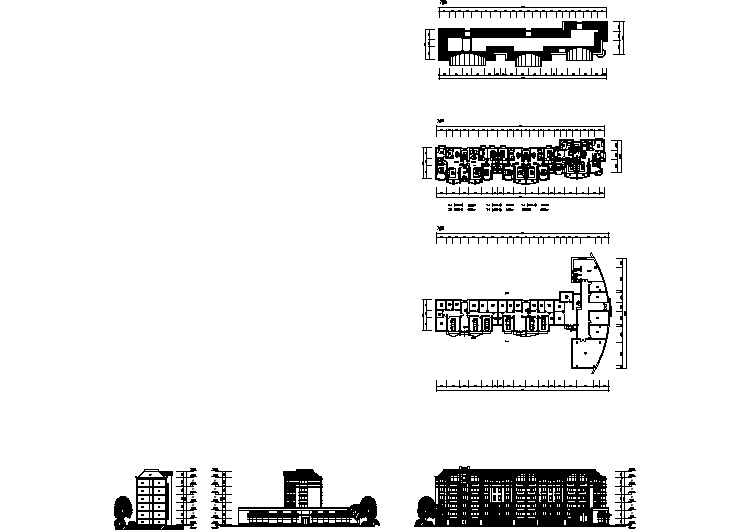 3780平米6层框架住宅楼平立剖面设计CAD图纸（含阁楼和半地下室）