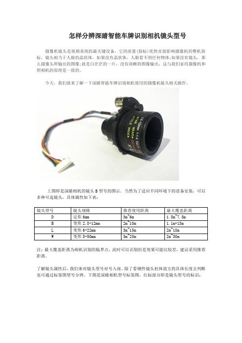 怎样分辨深睛智能车牌识别相机镜头型号