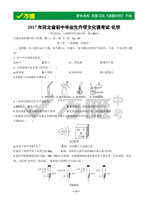 2017年河北省中考化学试题