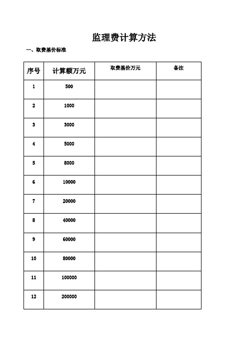 监理费计算方法