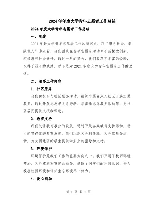 2024年年度大学青年志愿者工作总结