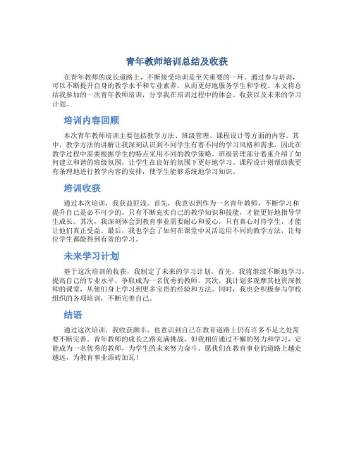 青年教师培训总结及收获怎么写