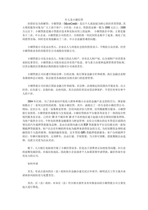 什么是小额信贷