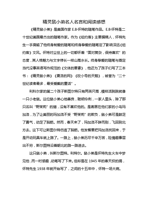 精灵鼠小弟名人名言和阅读感想