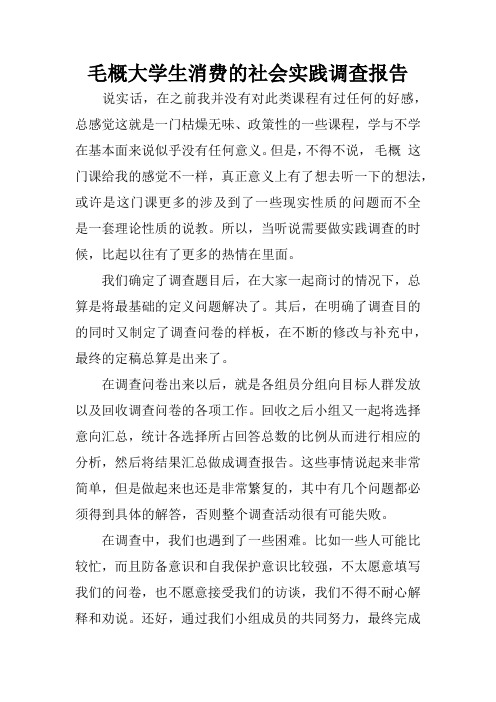 毛概大学生消费的社会实践调查报告