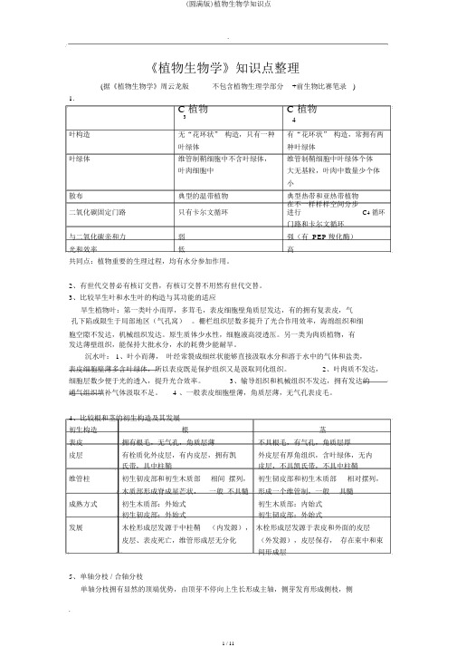 (完整版)植物生物学知识点