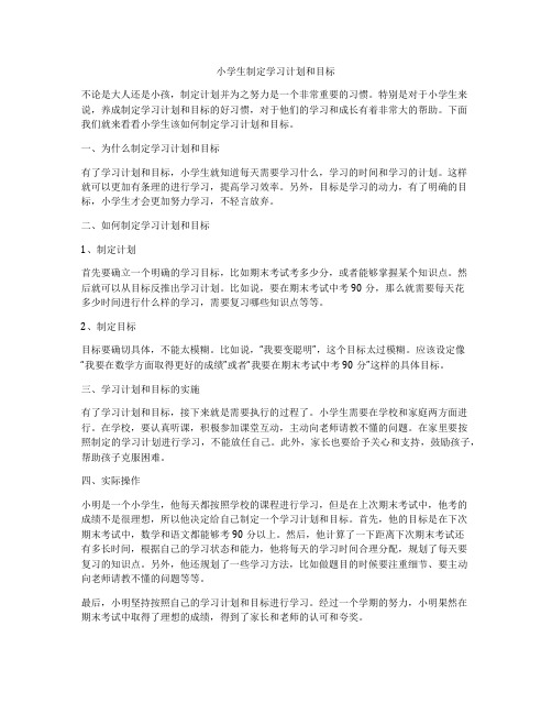 小学生制定学习计划和目标