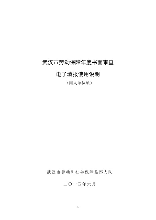 武汉市劳动保障年度审查电子填报使用说明