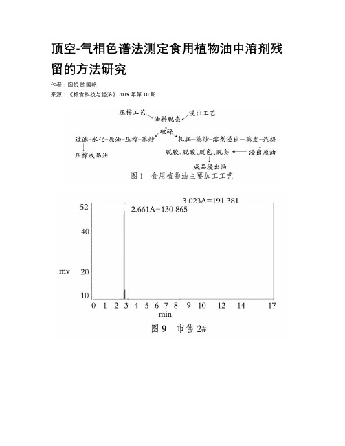 顶空-气相色谱法测定食用植物油中溶剂残留的方法研究