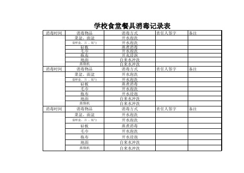 食堂消毒记录表