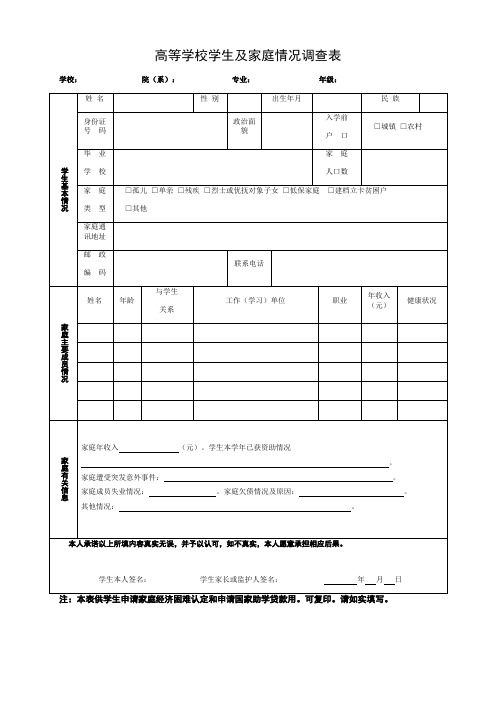 高校家庭经济困难学生申请表、认定表、承诺书1-3.docx(1)