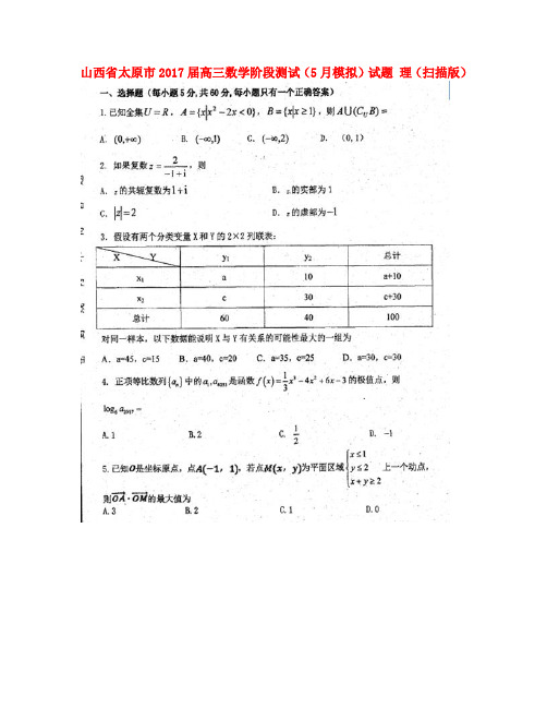 山西省太原市2017届高三数学阶段测试(5月模拟)试题 理(扫描版)