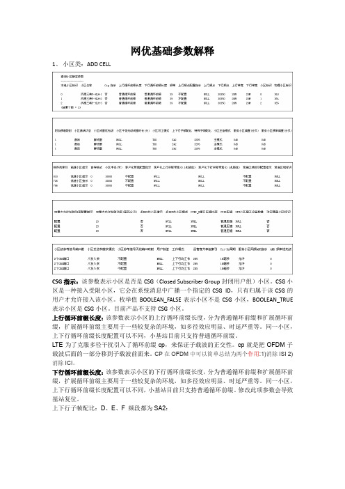 网优参数解释