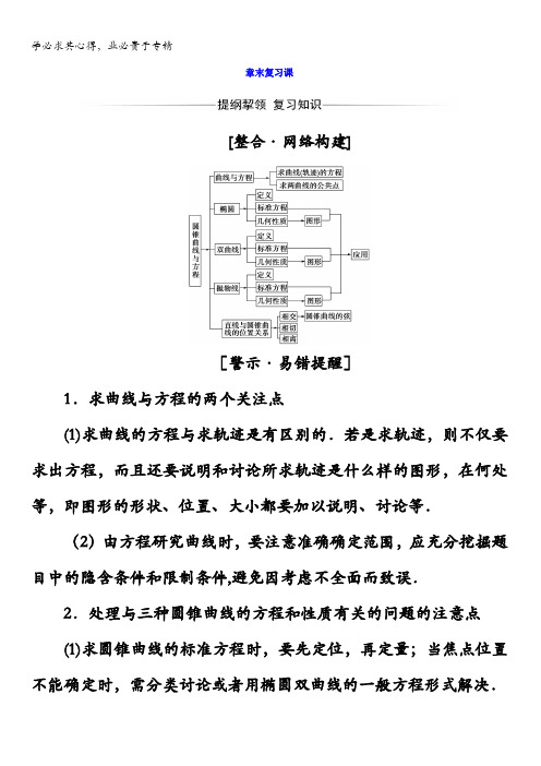 2017-2018学年人教A版高中数学选修2-1：第二章章末复习课含答案