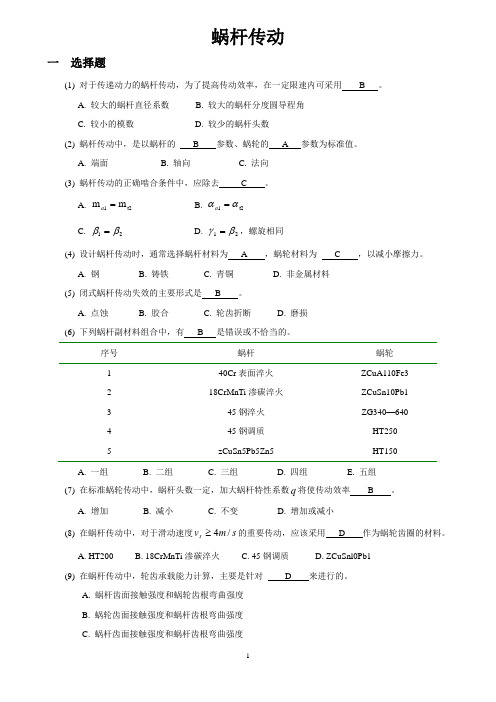 机械设计考研练习题-蜗杆传动解读