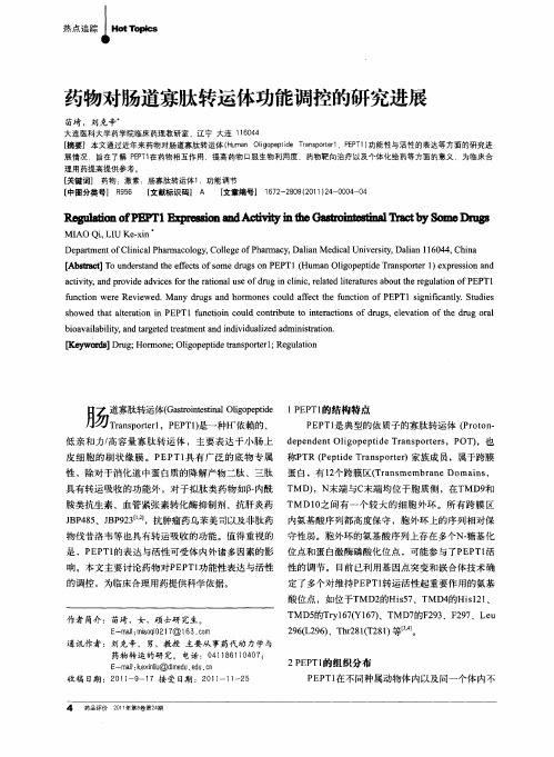 药物对肠道寡肽转运体功能调控的研究进展