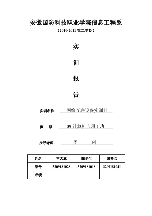 网络互连设备实训报告(王孟林小组)