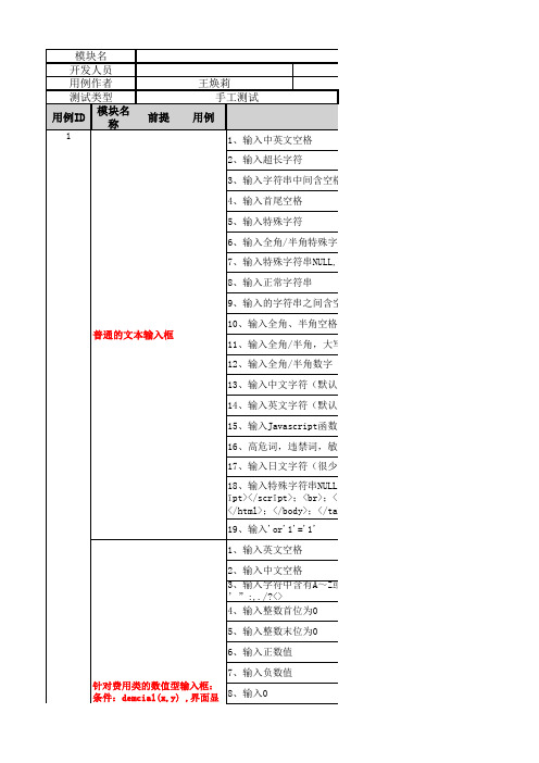 输入框、文本框测试用例