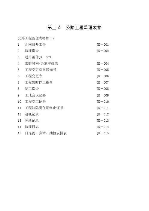 公路工程监理表格1