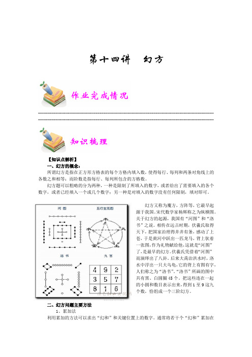 4年级全册数学知识点：幻方(学生版)