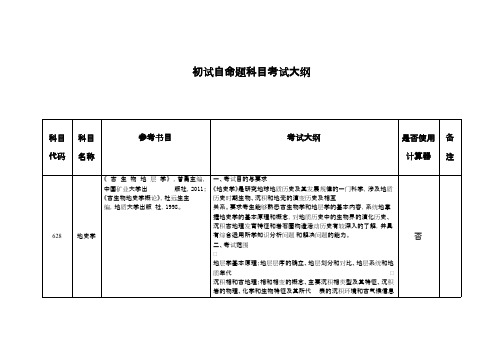 中国矿业大学(北京)628地史学2020年考研专业课初试大纲