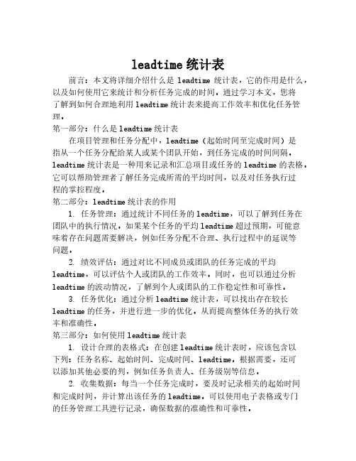 leadtime统计表