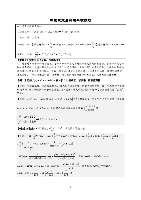 函数双变量问题处理技巧