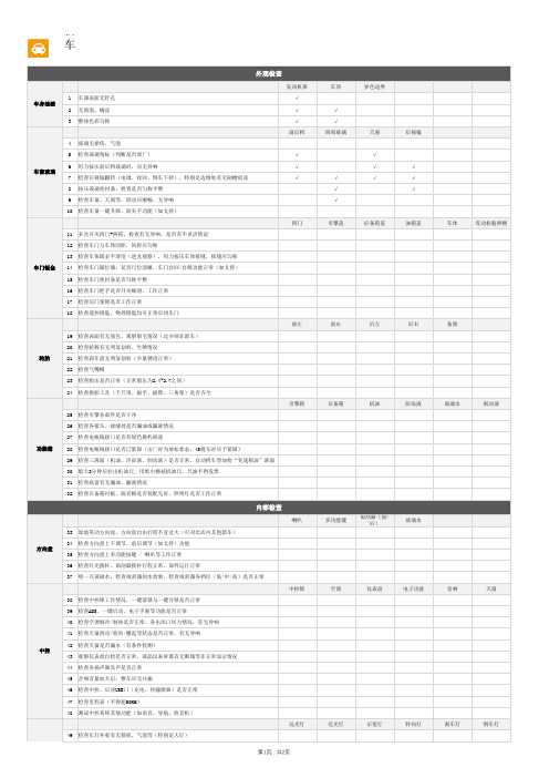 新车提车检查表Excel模板