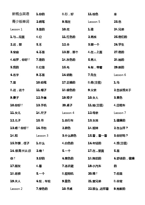 新概念英语青少版1A单词表